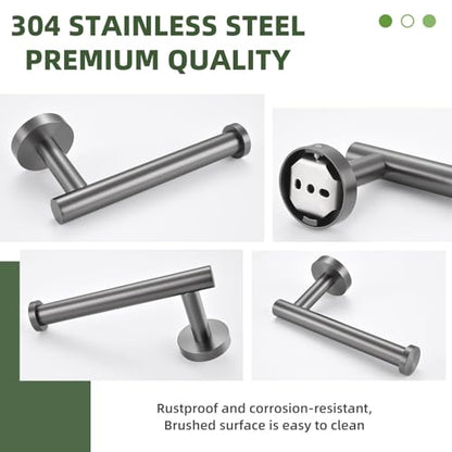 Gunmetal Gray 304 Stainless Steel Toilet Paper Holder, Towel Ring Bundle Bundle, Wall Mounted