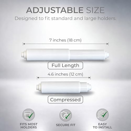 Toilet Paper Holder Spring Rod | Toilet Paper Roller Replacement | Standard & 7 Inch Size Toilet Paper Holder Replacement Rod (1, White) - color: White