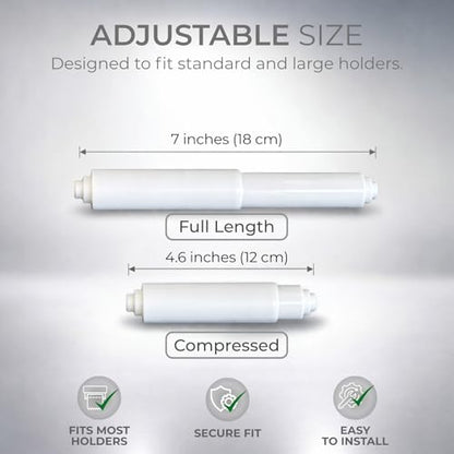 Toilet Paper Holder Spring Rod | Toilet Paper Roller Replacement | Standard & 7 Inch Size Toilet Paper Holder Replacement Rod (1, White) - color: White