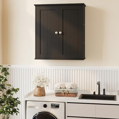 Bathroom Wall Cabinet, Bathroom Cabinet Wall Mount, Over Toilet Space Saver Storage Cabinet, Wood Medicine Cabinets, Black - color: Black