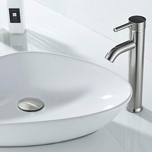 Bathroom Sink Drain Without Overflow Vessel Sink Lavatory Vanity Pop Up Drain Stopper, Brushed Nickel - color: Brushed Nickel, size: Without Overflow