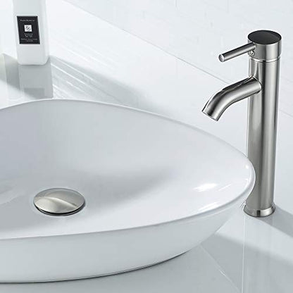 Bathroom Sink Drain Without Overflow Vessel Sink Lavatory Vanity Pop Up Drain Stopper, Brushed Nickel - color: Brushed Nickel, size: Without Overflow