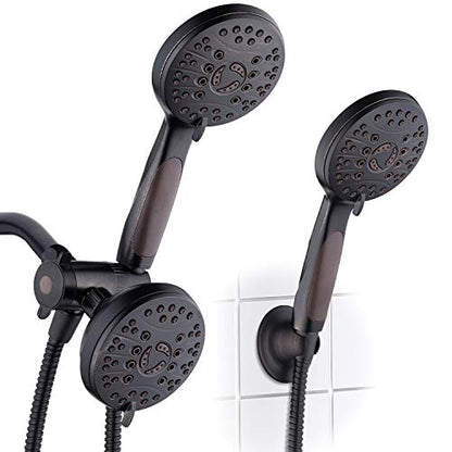 High Pressure 48-mode Luxury 3-way Combo – Dual Rain & Handheld Shower Head – 6 Foot Stainless Steel Hose – Anti Slip Grip – All Oil Rubbed Bronze Finish – Top US Brand – Extra Wall Bracket - color: Oil Rubbed Bronze
