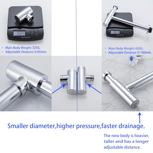 Bathroom Basin Sink Bottle Trap Waste Pipe 1-1/4 inch Slip Inlet Drain Tube Kit,Extra Long Slip Joint Extension Tube Tailpiece for Sink Drain,Smooth Polished Chrome,SW-83088C. - color: T01-Chrome