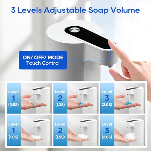 Automatic Soap Dispenser Touchless, Liquid & Foaming Soap Dispensers, USB Rechargeable Smart Hand Soap Dispenser, 3-Level Adjustable, 12.2oz/360ml (Gel Version and Foam Version) - color: Gel Version and Foam Version