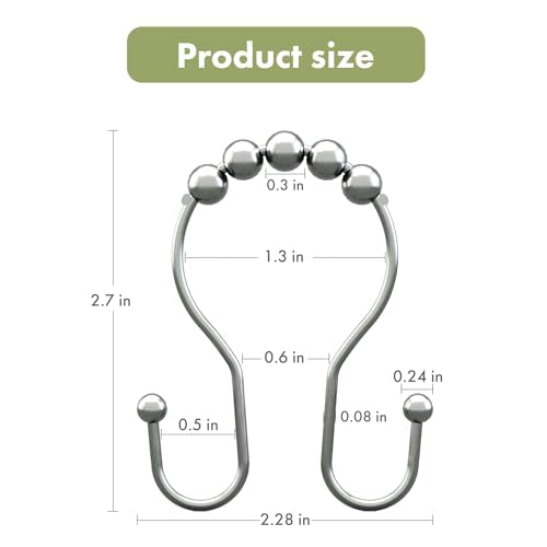 AmazerBath Shower Curtain Hooks, Shower Curtain Rings, Metal Chrome Shower Curtain Hooks Rust Proof, Smooth Glide Double Shower Hooks for Shower Curtain, Shower Rod Hooks 12Pcs - color: Chrome, style: Double Shower Hooks