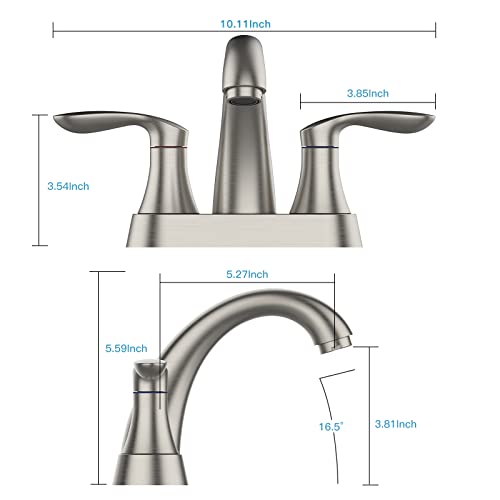 Bathroom Faucet, 4 Inch Bathroom Faucets for Sink 3 Hole, Centerset Bathroom Sink Faucet with Plastic Pop-Up Drain and cUPC Lead-Free Hose(Brushed Nickel) - color: Brushed Nickel, size: 4 inch 1 pack