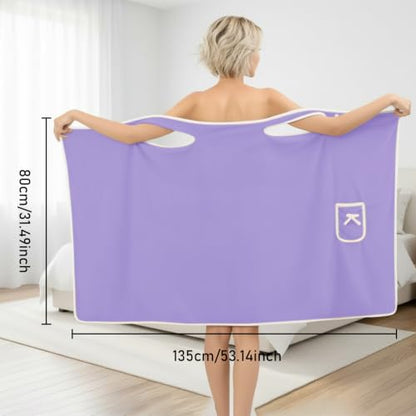Unisex Bath Towel, Wearable After Bath Towel Set, Wearable Quick Dry Shower Gym Towel(53" x 31", Light Purple) - color: Light Purple, size: S(135X80CM)