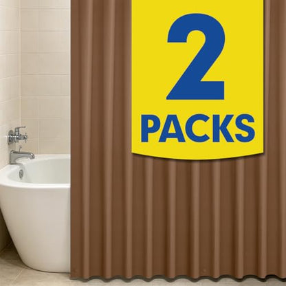 2 Pack | Brown Plastic Shower Curtain Or Liner, 72x72 Inch Lightweight Plastic Bathroom Shower Showroom Inner Curtain with Rustproof Metal Grommet Holes and Weighted Magnets - color: Brown