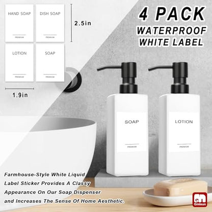 GMISUN White Soap Dispenser, Bathroom Hand Soap Dispenser, Glass Dispenser with Stainless Steel Pump, Kitchen Hand and Dish Soap Dispensers, 12 fl oz/350ml Liquid Refillable Soap and Lotion Bottle - color: White Bottle + Black Pump
