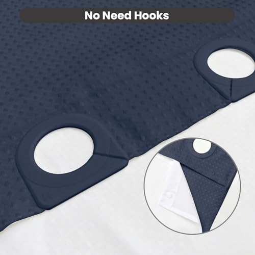 Inhousolu No Hook Shower Curtain with Removable Snap-in Liner, Waffle Weave 230 GSM Polyester, Weighted Hem, Water Repellent Washable, 72 x 72 Inch, Navy Blue - color: Navy Blue, size: 72"W x 72"L (Pack of 1)