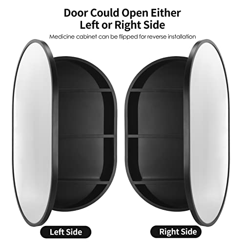 Movo 21 Inch x 31Inch Oval Medicine Cabinet Mirror Bathroom Wall Storage Cabinet Mirror Surface Mount Installation - size: 21 x 31 Inch without LED