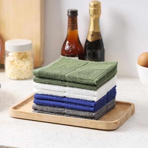 Glynniss Dishcloths Kitchen Highly Absorbent Dish Rags 100% Cotton Dish Cloths for Washing Dishes, Cleaning (11 x 11 Inches, 24 pcs, White) - color: White