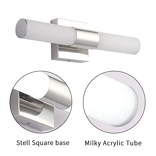 Bathroom Vanity Light Fixture, 16" Inches 8W 6000K Chrome LED Mirror Lights for Bathroom Wall Sconces Bar Lighting - size: 16 in-8W-6000K