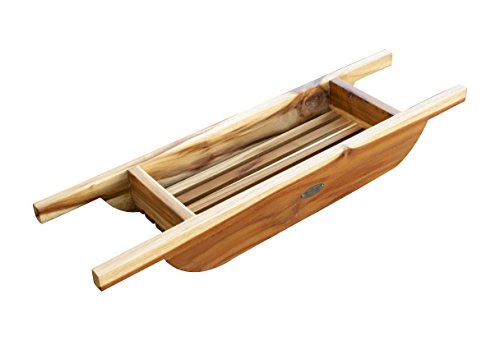 EcoDecors, 29 inch, Bath Tray for Tub, Bath Tub Tray Wood, Bathtub Table, Caddy for Bathtub in Natural Teak - style: 29" Caddy