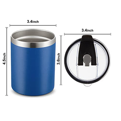 MEWAY 12 oz Lowball, Tumbler Stainless Steel Double Wall Vacuum Insulated Mug with Straw and Lid, Cleaning Brush ，Durable Powder Coated Insulated Coffee Cup for Cold & Hot Drinks (Navy,4 pack) - color: Navy