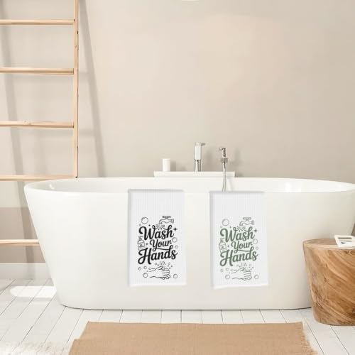 ZHAMEN Waffle Kitchen Towel Soft Absorbent Hand Tea Towels Set of 2 - color: Multi 1569
