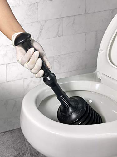 Master Plunger MP100-3 Heavy Duty Toilet Plunger Clears, Kitchen Sinks, Garbage Disposal and, Toilets Fast. Equipped with Patented Automatic Air Relief Valve, Black