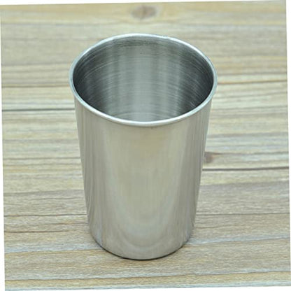 VALICLUD 2pcs Silver Stainless Steel Cups Tumbler for Bathroom Beverages Toothbrush Use Easy to Clean Water Cup Multi Use Drinkware for Home Parties - size: 6X6cm
