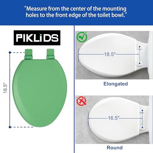 Toilet Seat, Slow Close, Soft Touch, Ultra-Smooth Matte Finish (No Orange-Peel Texture), Premium Moulded Wood, Quick Release, PIKLiDS (Green, Elongated) - color: Green, size: Elongated