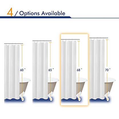 N&Y HOME Fabric Shower Curtain Liner Shorter Size 70 x 68 inches, White | Hotel Quality, Bottom Magnets, Machine Washable, Water Repellent, 70x68 Bathroom Curtain with Grommets - color: White, size: 70"W x 68"L (Pack of 1)