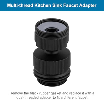 Hibbent Faucet Adapter Kit, Swivel Aerator Adapter to Connect Garden Hose - Multi-Thread Kitchen Sink Faucet to Garden Hose Adapter 3/4 Inch - Matte Black - color: Matte Black, style: Swivel Garden Hose Adapter