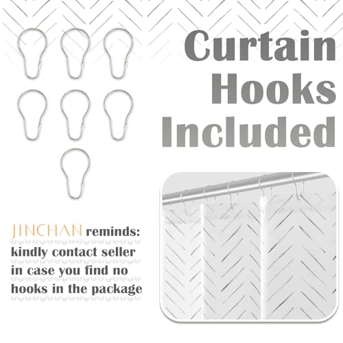 jinchan Small Stall Grey and White Shower Curtain 36x72 Inches Inky Herringbone Chevron Zig Zag Waterproof Fabric Modern Farmhouse Shower Curtains for Bathroom with 7 Hooks - color: Inky Grey, size: 36"W x 72"L (Pack of 1)