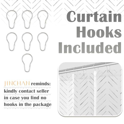 jinchan Small Stall Grey and White Shower Curtain 36x72 Inches Inky Herringbone Chevron Zig Zag Waterproof Fabric Modern Farmhouse Shower Curtains for Bathroom with 7 Hooks - color: Inky Grey, size: 36"W x 72"L (Pack of 1)