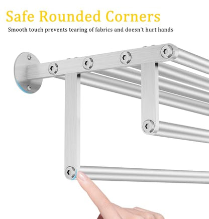 Double Towel Racks for Bathroom, Towel Rack with Shelf, Towel Shelf with Double Towel Bar Brushed Nickel, Wall Mount Towel Holder Stainless Steel, 32 Inch Towel Bar with Shelf - size: 32 Inch