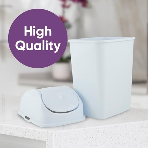 Superio Kitchen Trash Can with Swing Top Lid 9 Gallon Slim Waste Bin 37 Qt Sturdy Plastic Garbage Can Medium Recycling Bin for Office, Bathroom, Under Counter, Dorm, Bedroom (White-2 Pack) - size: 9 Gallon, style: 2 Pack