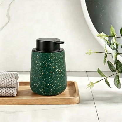 Ceramic Foaming Soap Dispenser - 14.5 oz Foam Hand Soap Dispenser Bathroom, Modern Refillable Dish Wash Soap Bottle for Kitchen with Large Easy-to-Press Pump (Green) - color: Green