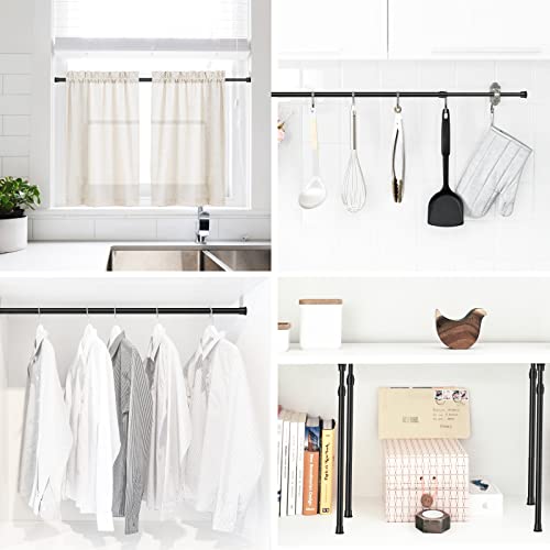 Spring Tension Curtain Rods Short Tension Rod (Black,17" to 28"-3Pcs) - color: Black, size: 17" to 28"-3Pcs