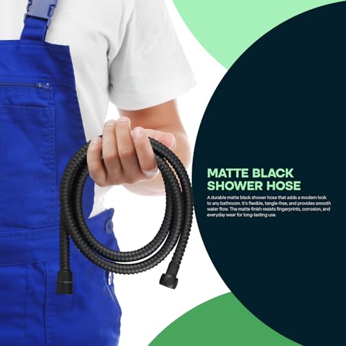 SUPPLYGIANT Shower Hose 71 inch Stainless Steel Shower Head Hose with 1/2 Inch Threaded Connector, Matte Black Plated Finish - color: Matte Black