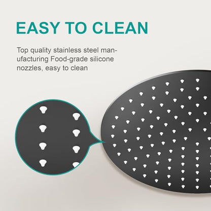 All Metal Rain Shower Head - Heavy Duty Stainless Steel, Easy Install, High Water Flow, Ultra-Thin Modern Design for Bathroom (D-Matte Black, 12) - color: D-Matte Black, size: 12