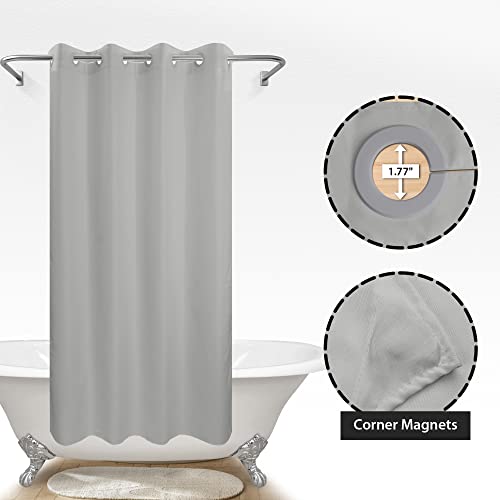 River Dream No Hook Stall Shower Curtain or Liner Microfiber Grey, 54x80 | Waterproof Fabric Shower Curtain Set, Bottom Magnets, Soft & Machine Washable, 54W x 80H - color: Grey, size: 54"W x 80"L (Pack of 1)