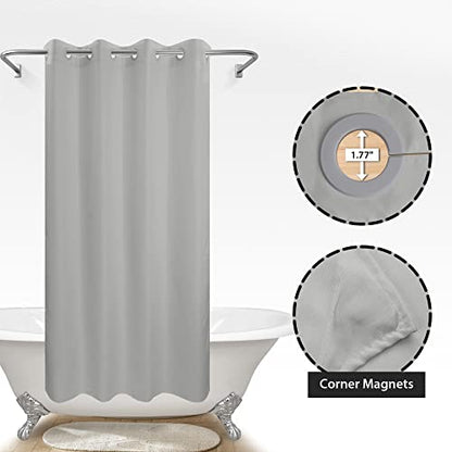 River Dream No Hook Stall Shower Curtain or Liner Microfiber Grey, 54x80 | Waterproof Fabric Shower Curtain Set, Bottom Magnets, Soft & Machine Washable, 54W x 80H - color: Grey, size: 54"W x 80"L (Pack of 1)