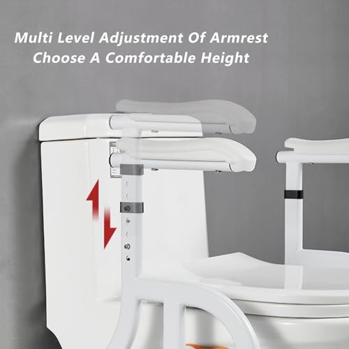 Toilet Safety Rails,Free Standing Adjustable Height Width Toilet Safety Frame,330 IBS Weight Capacity Commode Stability Handrails