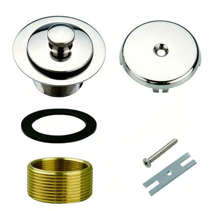 WELSAN Bath Tub Drain Kit, Lift & Turn Bathtub Drain Stopper, Chrome Plated | All Metal, Single Hole Overflow Faceplate, Fine/Coarse Thread Conversion Twist Trim Kit, For 1-3/8" and 1-1/2" Bathtub Drains - color: Chrome Plated