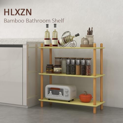 3-Tier Bamboo Freestanding Shelf Unit, Versatile Open Shelf Display - size: 31.5''W 3-tier