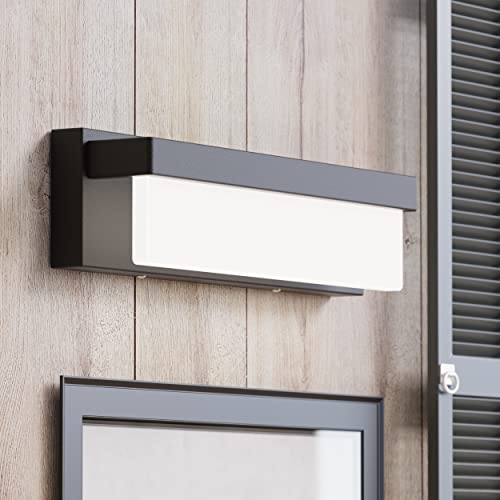 LED Bathroom Vanity Light Fixture Over Mirror 16.5 inch Modern Rectangle Black Matte Metal Lighting Bar 4000K Daylight Wall Sconce (Black) - color: Black, size: 16 inch