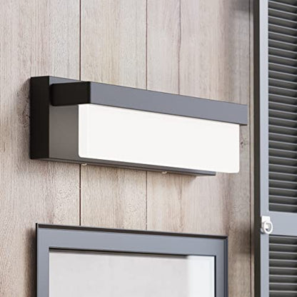 LED Bathroom Vanity Light Fixture Over Mirror 16.5 inch Modern Rectangle Black Matte Metal Lighting Bar 4000K Daylight Wall Sconce (Black) - color: Black, size: 16 inch