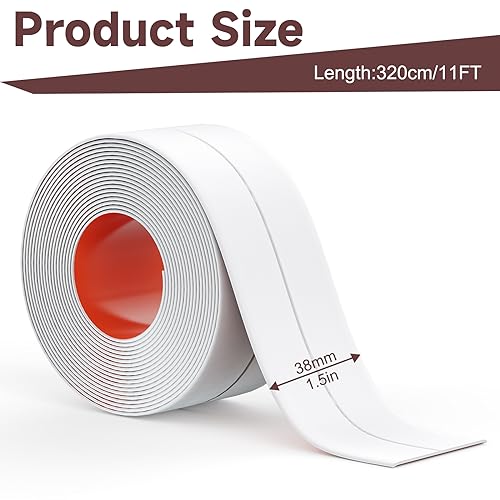 Mokani Caulk Tape Waterproof Self Adhesive, 1 Roll Caulking Sealant Strip | For Shower, Bathtub, Toilet, Tub, Sink, Kitchen, Floor Wall, Tile, Wallpaper, Bathroom Accessories, DIY Project Renter
