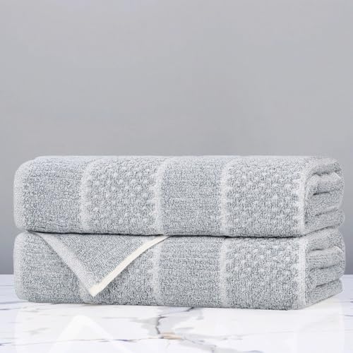 Superior Naples Viscose Cotton Blend Medium Weight Towels, for Bathroom, Shower, Spa, Plush, Quick Dry, Ultra-Soft Towels, Bath Essentials, Ribbed Design, Bath Towels, Set of 2, Denim Blue - color: Denim Blue, size: Bath Towel - 2PC