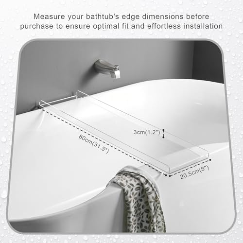 SHUNLI Acrylic Bathtub Tray Caddy, Clear Bath Tub Rack Shelf | Luxury Bathroom Organizer Tablet Holder for Soap Perfume Skincare, Bath Accessory, Easy to Clean - color: Transparent