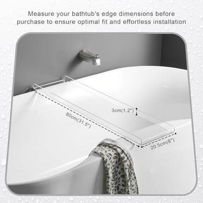 SHUNLI Acrylic Bathtub Tray Caddy, Clear Bath Tub Rack Shelf | Luxury Bathroom Organizer Tablet Holder for Soap Perfume Skincare, Bath Accessory, Easy to Clean - color: Transparent