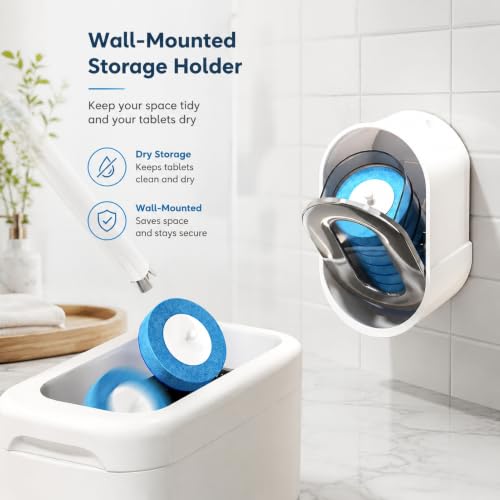 Gray Disposable Toilet Brush System with 24 Refill Heads, Hygienic Cleaning Wand with Wall Mount Holder, Bathroom Essentials for Home and RV