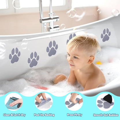 Secopad 20 PCS Original Non-Slip Bathtub Stickers, Large Safety Bathroom Tubs Showers Treads Adhesive Decals with Scraper(Gray) - color: Gray
