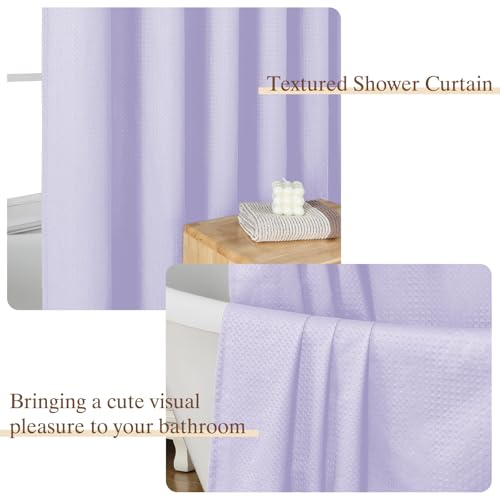 Aiyufeng Light Purple Shower Curtains for Bathroom，Dot Like Embossed Textured Waterproof Soft Polyester Cloth Shower Curtain，Hotel Spa Machine Washable，72Wx72L - color: Light Purple, size: 72"W x 72"L (Pack of 1)