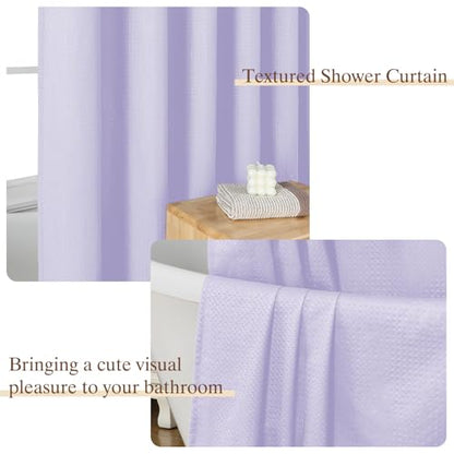 Aiyufeng Light Purple Shower Curtains for Bathroom，Dot Like Embossed Textured Waterproof Soft Polyester Cloth Shower Curtain，Hotel Spa Machine Washable，72Wx72L - color: Light Purple, size: 72"W x 72"L (Pack of 1)