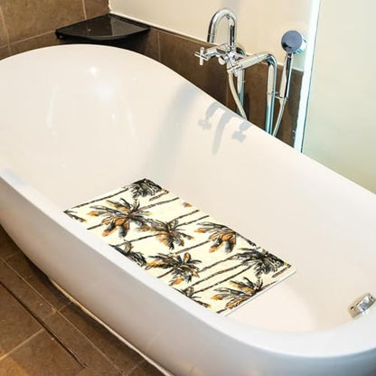 Seamles Palm Tree Pattern Bath Tub and Shower Mats, Non Slip Bathmat with Drain Holes and Suction Cups for Bathroom Floor, 15.1 x 26.8 Inch - color: Multi 07